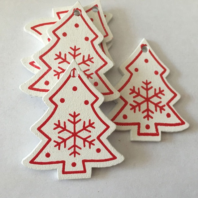 New Year 2020 Natural Snowflake Wood Pendant & Drop Ornaments Christmas Tree Wood Craft Xmas Tree Decorations for Home 2019 Noel