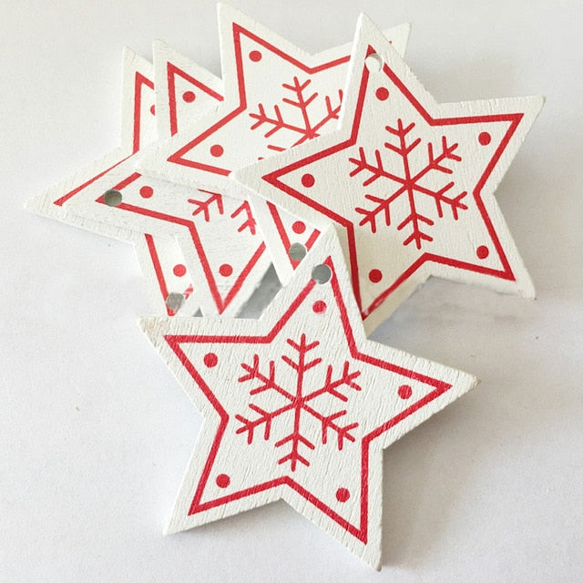 New Year 2020 Natural Snowflake Wood Pendant & Drop Ornaments Christmas Tree Wood Craft Xmas Tree Decorations for Home 2019 Noel