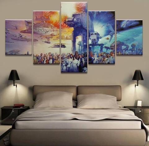 5 Panel HD Print Large Star Wars Movie Picture Painting Canvas Wall Art Picture Home Decoration Living Room Canvas Painting