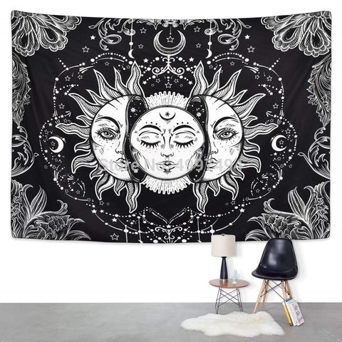 Loartee Psychedelic Sun God Planet Witchcraft Tapestry Astrology Mandala Hippie Bedroom Living Room Backdrop Wandkleed